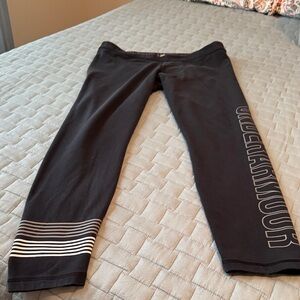 Under Armour Black Cropped Leggings with White Stripes
